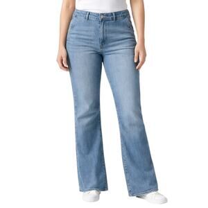LOFT Women’s Size 12 Curvy High Rise Relaxed Flare Jeans Blue Denim Medium Wash